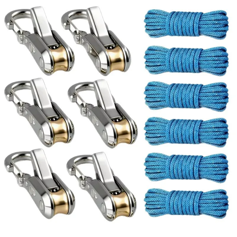 Tensioner with Roller Tensioner Retractable Buckle Rope Tying Tool with Accessory Rope Suitable for Camping