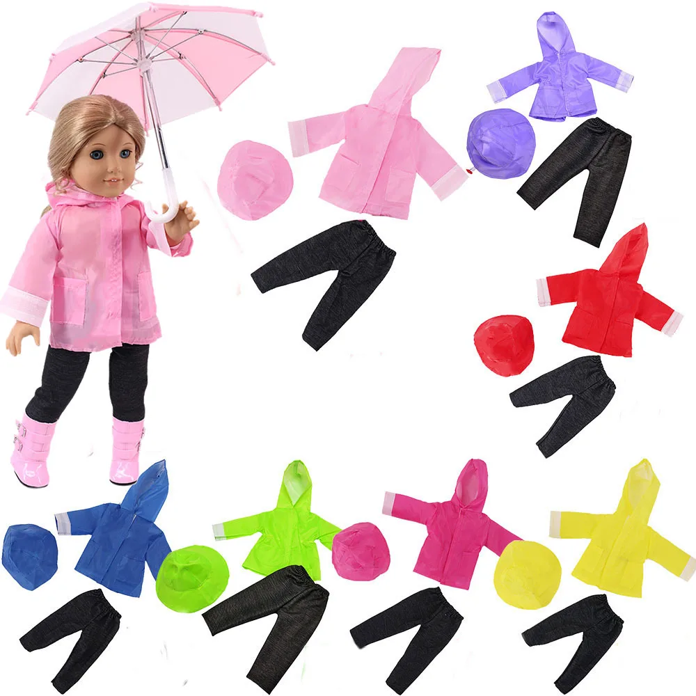 Doll RaincoatSun Umbrella Suitable For 18 Inch And 43Cm Newborn Baby Doll Clothing Accessories Russia Our Generation DIY Girls