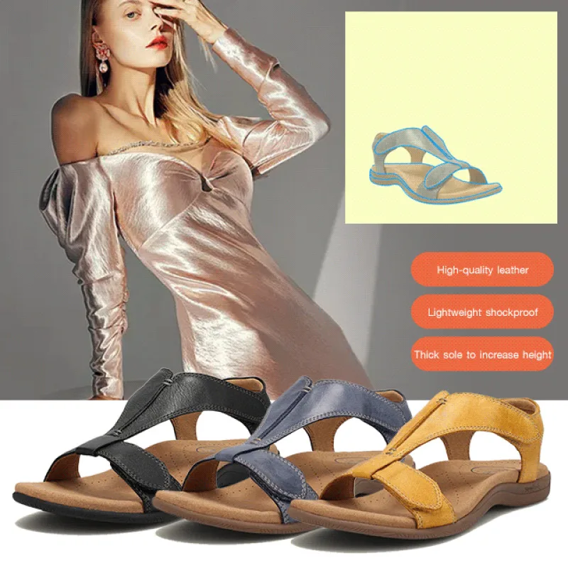 Flat Sandals Arch Massage Hook and Loop Casual Beach Sandals Flat arch massage casual beach sandals comfortable Women\'s Sandals