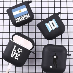 Argentina Flag Soccer 10 With Hook For Airpod Pro 3 Pro2 Black Protective Cover Soft Case for Apple Airpods 2 1 Earphone Cases