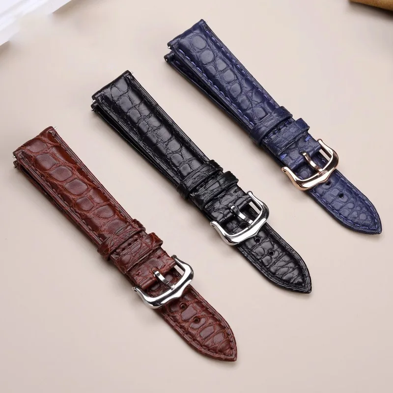 High quality Crocodile Skin WatchBand Bracelet For Cartier Tank London Solo men women Cowhide bottom watch strap 16mm 18mm 20mm