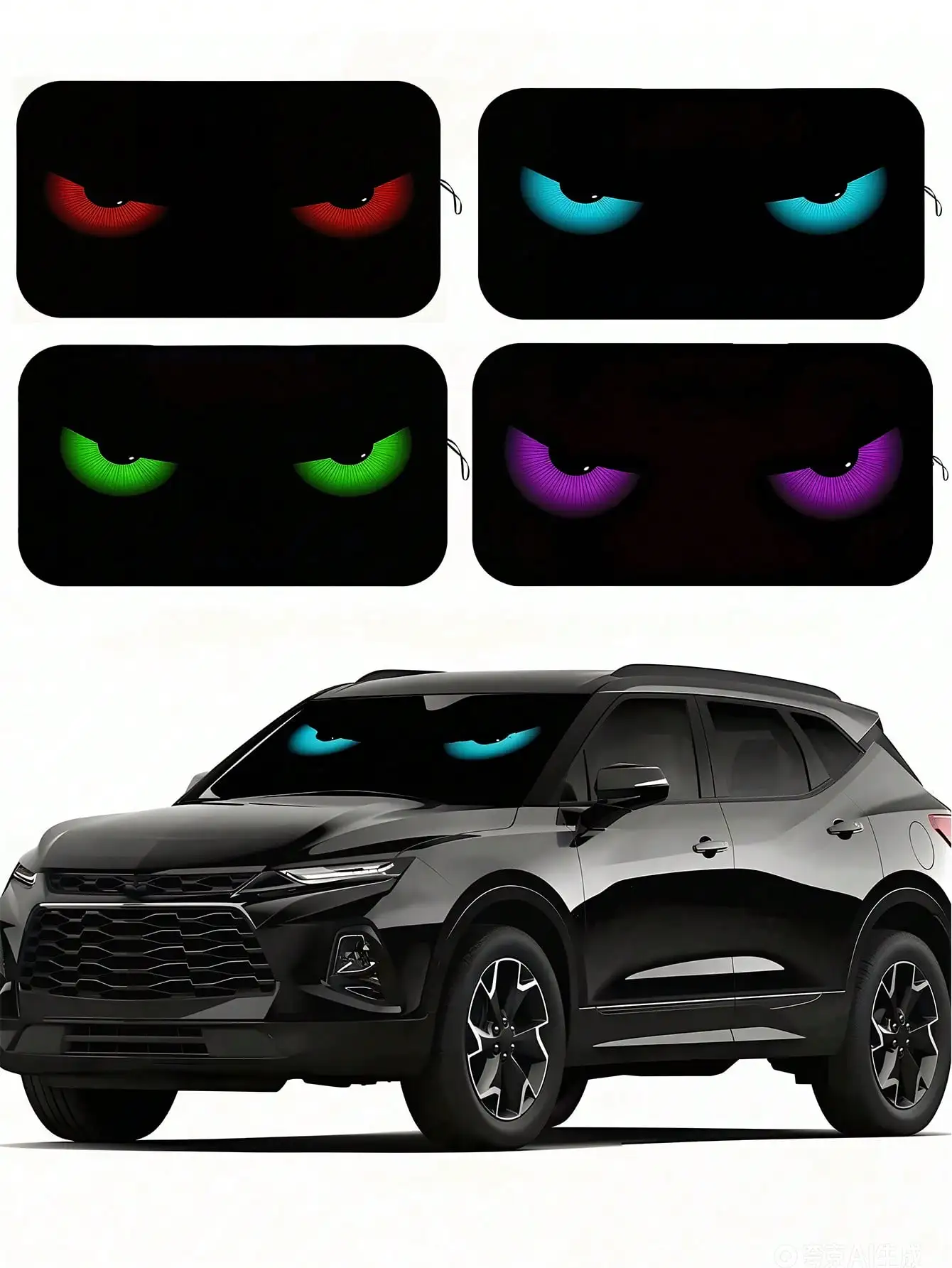 

Demon Eye Foldable Windshield Sunshade Pink UV & Heat Protection Cooling Design Universal for Sedan Truck SUV Easy Storage Summer Car Accessory