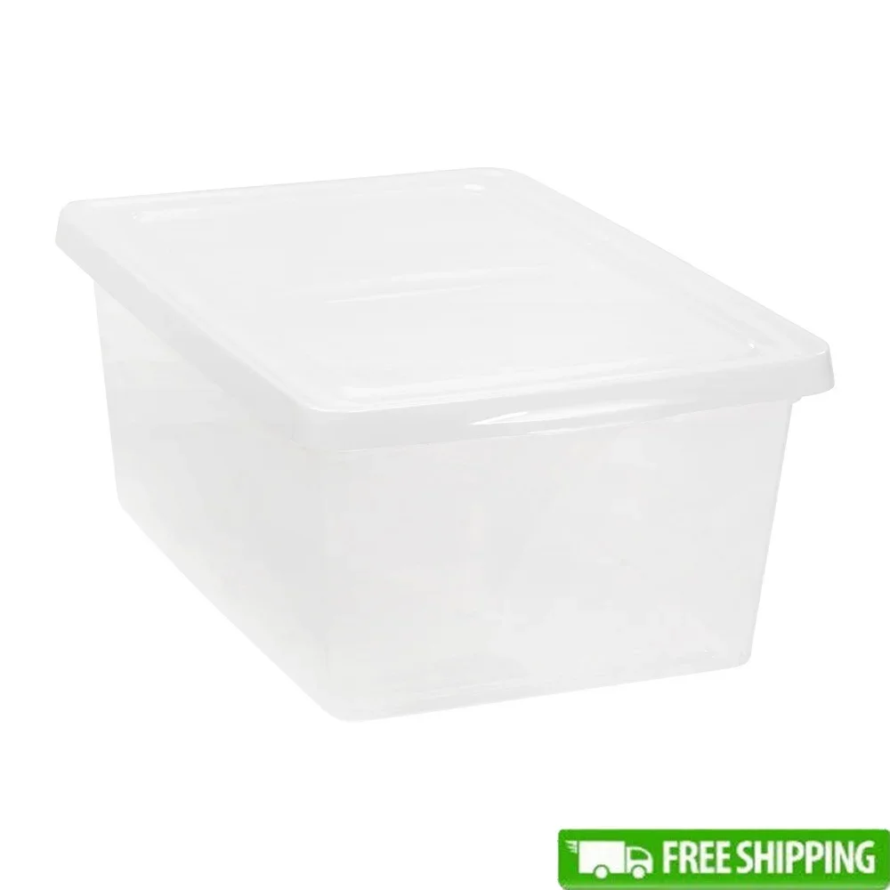 

17 Qt. Plastic Storage Bin with Lid Stackable Storage Container Tote Clear