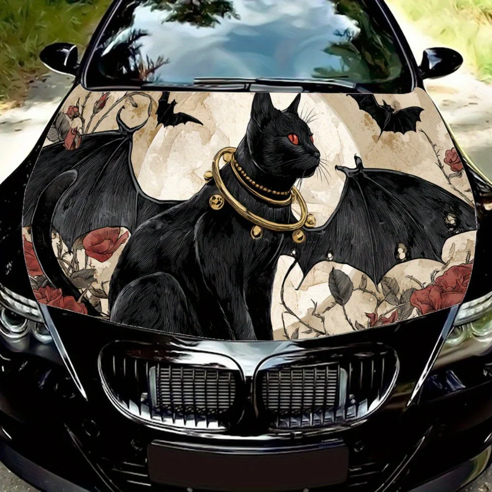 

Наклейки на капот автомобиля Dark - Style Black Cat & Skull Pattern, водонепроницаемые самоклеящиеся, устойчивые к царапинам, легко приклеиваемые, прочные.