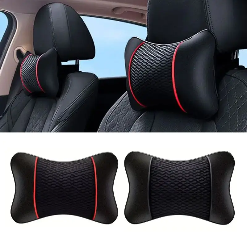 1/2pcs Car Universal Seat Headrest Double Side Pu Leather Neck Head Support Protector Cushion Auto Travel Accessories