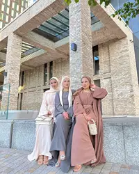 Fashion Muslim Women's clothing Simple fashion suit robe Women's clothing Turkish Muslim Islamic Cardigan robe with pockets