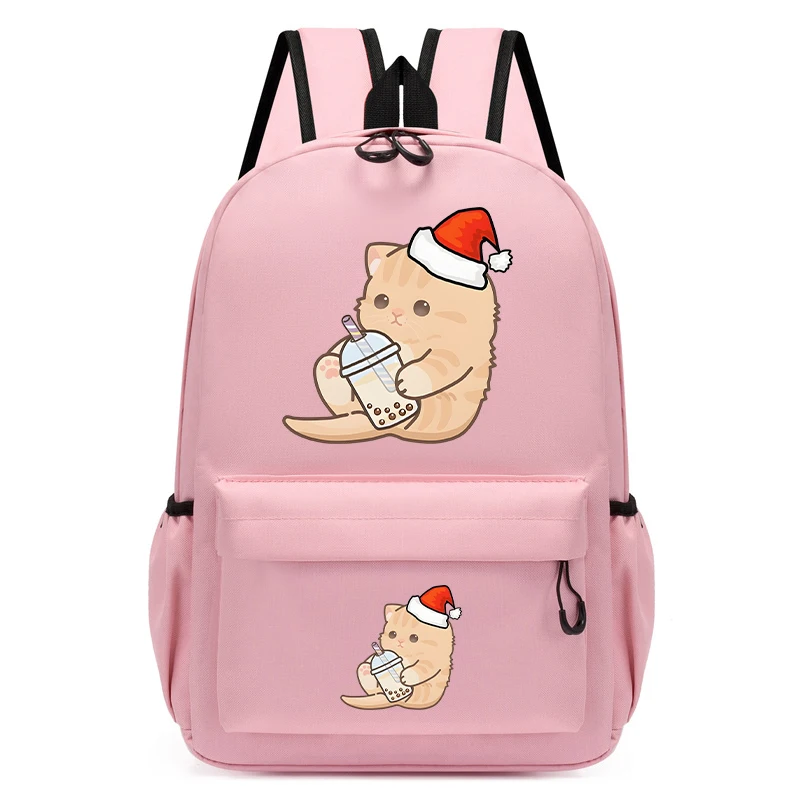 Mochila escolar Boba Kitten Bubble Tea para niños, mochila de guardería de dibujos animados de Anime, mochila escolar de regreso a la escuela, bolsa de libros de Anime