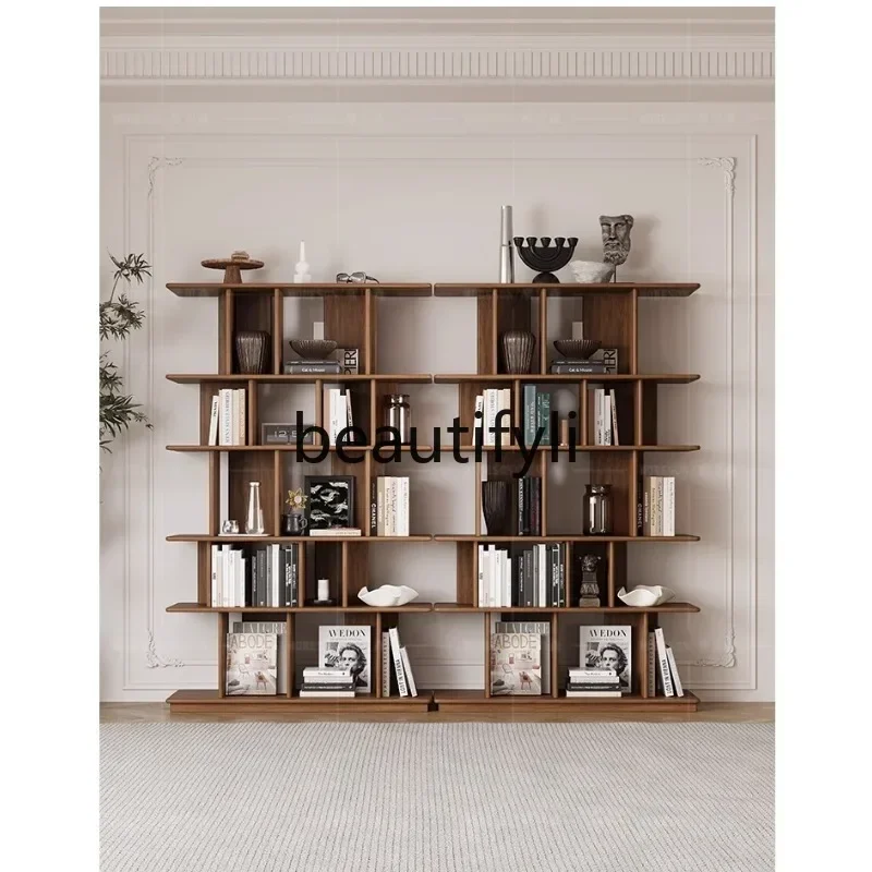 2003Medieval style bookshelf shelf Solid wood creative bookcase Floor-to-ceiling display Bogu display shelf
