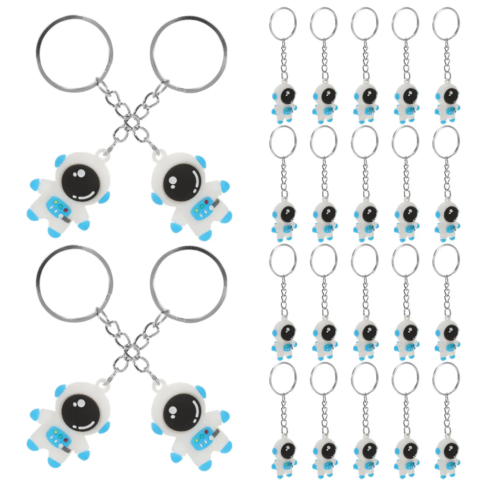 24Pcs Astronaut Keychains Soft PVC Mini Spaceman Bag Charms Party Favors Birthday Return Gifts Goodie Bag Fillers Outer Space