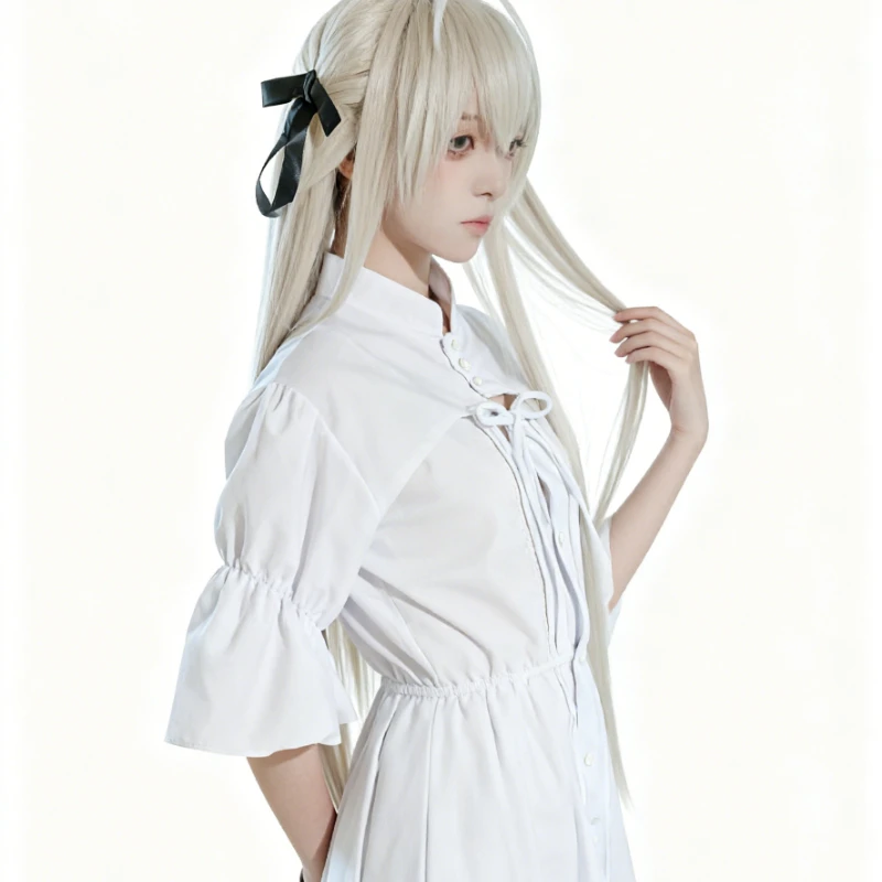 Disfraz de Anime Yosuga No Sora Kasugano Sora, disfraz de Cosplay blanco de Lolita, disfraz de Halloween para mujer, vestido de fiesta, peluca de conejito