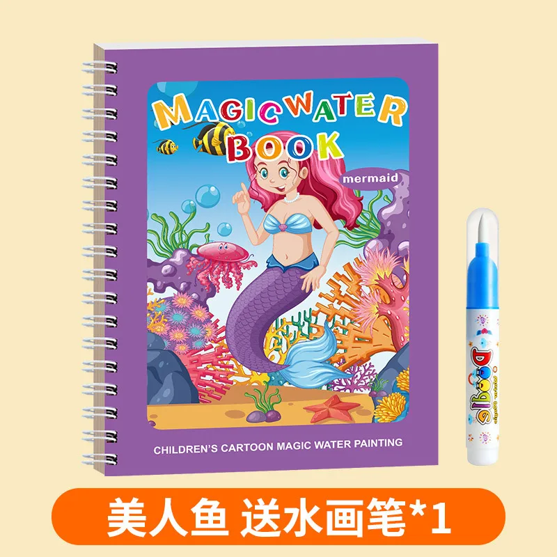 Wasserzeichnungsbuch für Kinder – wasseraktiviertes Malbuch (Englisch), pädagogisches, sicheres Spielzeug für Babys, wiederverwendbare Lernbildung