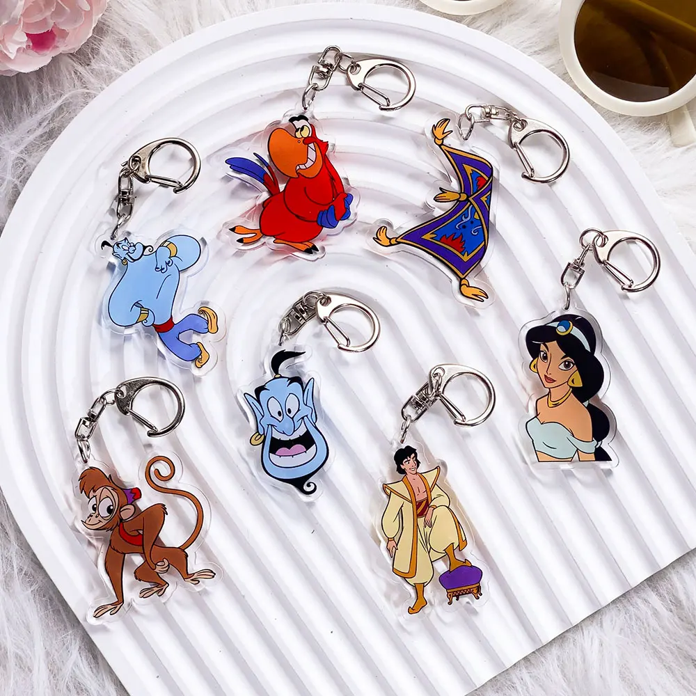 Llavero acrílico de Disney Aladin y la lámpara mágica, accesorios para bolsos, soporte para llaves, regalos para fanáticos y amigos, 1/10 Uds.
