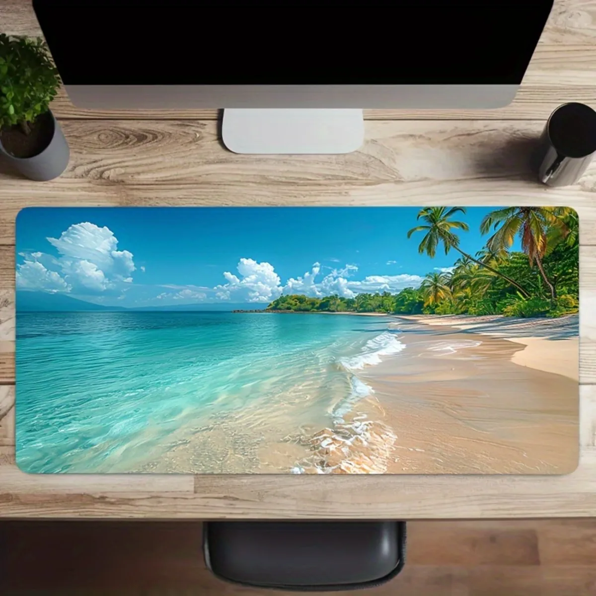 Glatte Gaming-Schreibtischunterlage mit Gummibasis, Komfortabel, Rutschfest, Waschbar, Sommer-Strandmuster für Büro, Geschäft, Heim und Computer-Nutzung