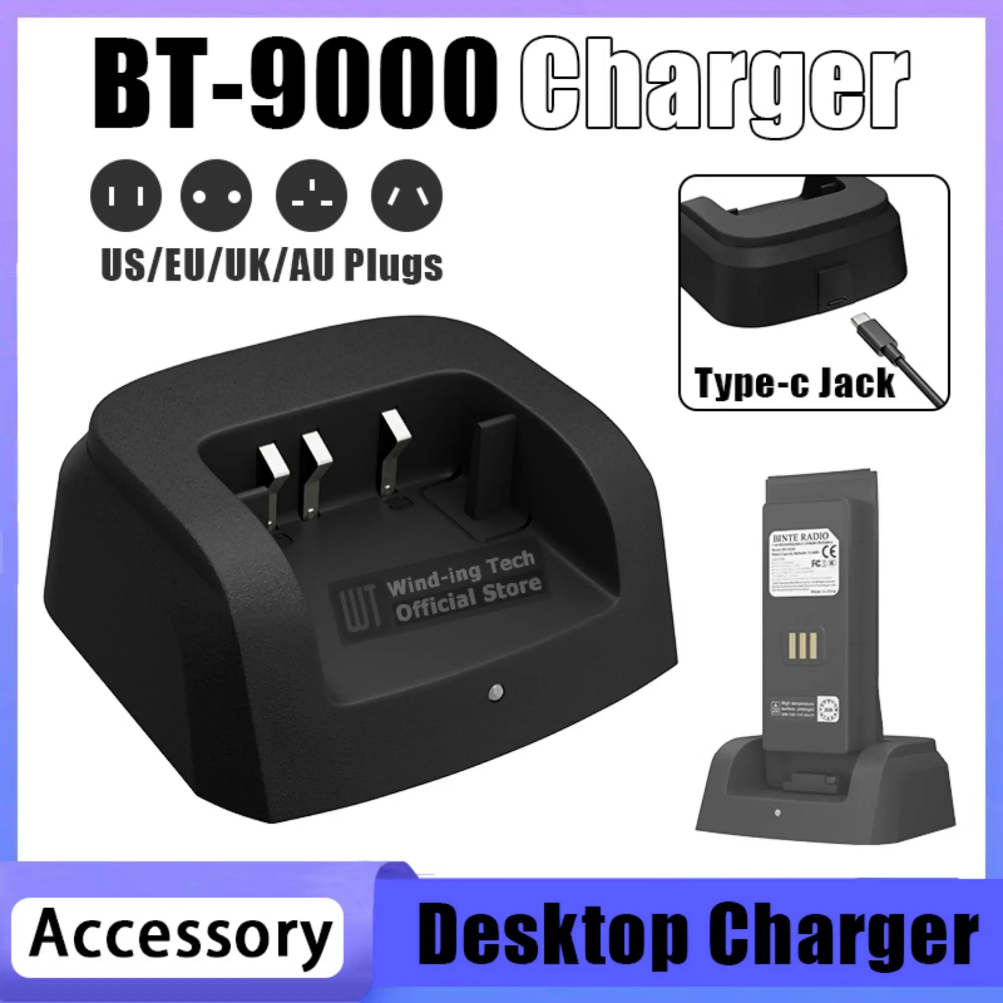 BT-9000 Battery Desktop Charger Base For RT-950 Walkie Talkie Battery Compatible with BJ-9000 Two Way Radio Accessory RT-950 Pro