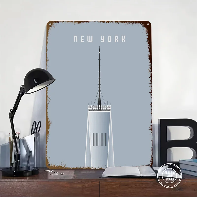 New York Travel 3D Texture Printed Poster Custom Vintage Metal Tin Plate Sign for Wall Art Home Decor Room Man Cave Wand Deko