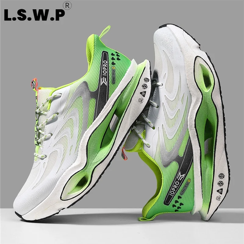 Men's and Women's Running Shoes, Tennis Shoes, New Models of Men's and Women's Sports Running Shoes, Hollow Suspension Outsole Design, Breathable Mesh Upper, Lightweight and Resilient, Non-Slip and Shock-Absorbing, Suitable for Long-Distance Running, Jogging, Fitness, Casual Men's Shoes