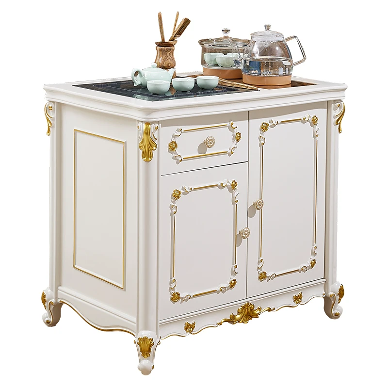 

European-style solid wood small table bar machine cart cabinet boiling water small table edge few househol