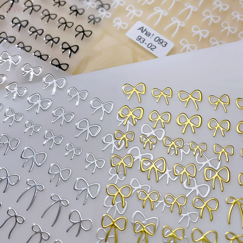 [L & P] 1 قطعة ثلاثية الأبعاد رقيقة أسود أبيض صغير القوس الشريط Bowknot ملصقات الأظافر ملصقات بمادة لاصقة عالية الجودة مسمار الفن الديكور