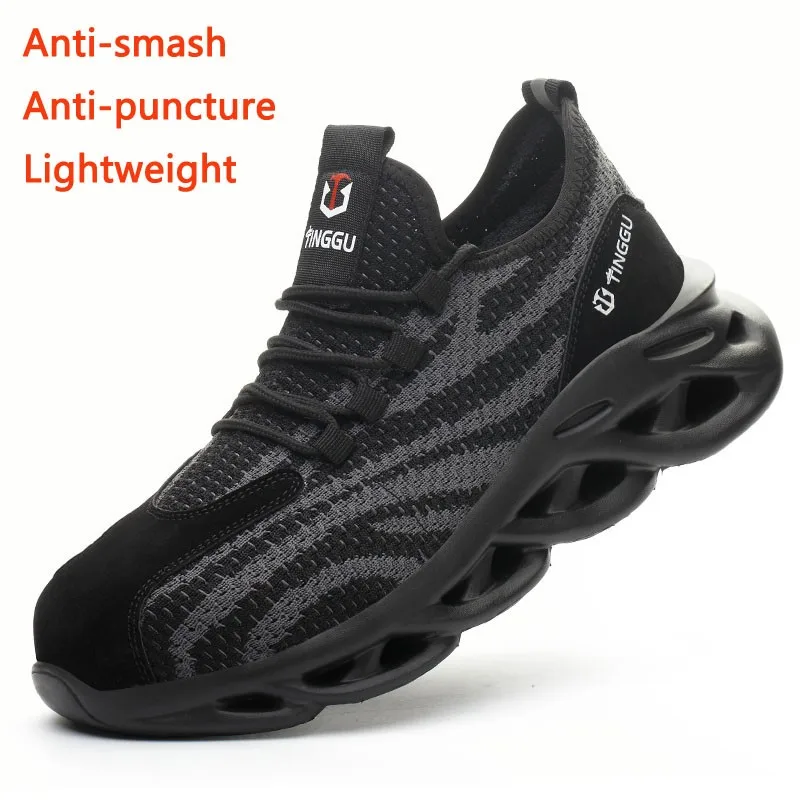 

2023 New Summer Breathable Safety Shoes Men's Flying Fabric Anti-smashing Anti-piercing Sneakers Zapatos De Seguridad