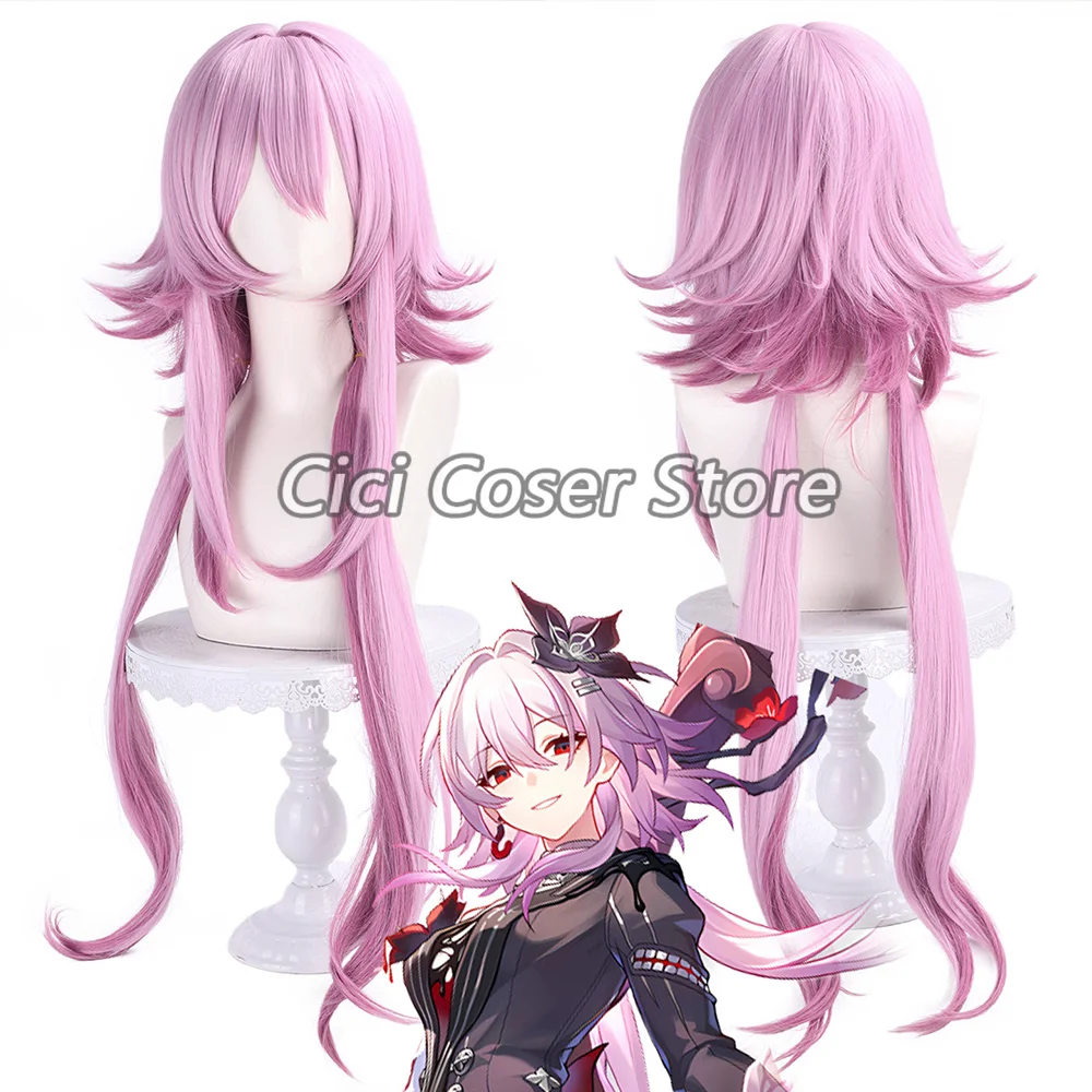 هونكاي ستار السكك الحديدية 7 مارس بين عشية وضحاها شعر مستعار تأثيري الوردي والأرجواني الشعر الطويل النساء هالوين حفلة كرنفال دور اللعب بيروكات صناعية