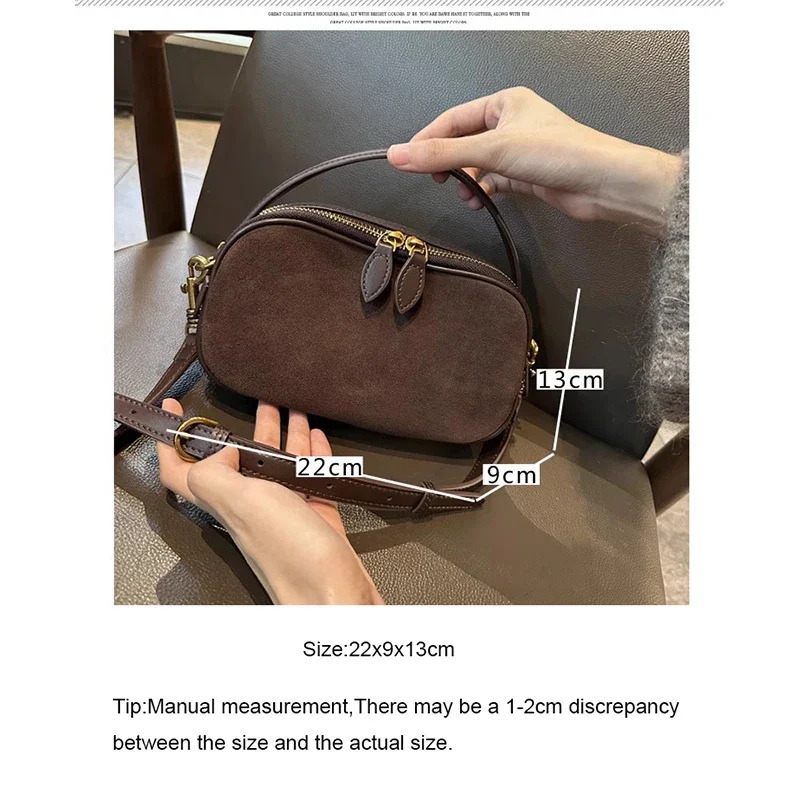 Russian Women's Genuine Suede Cowhide Leather Shoulder Bag Soft Cow Versatile Ladies Crossbody Bag Trendy Luxury Female Designer