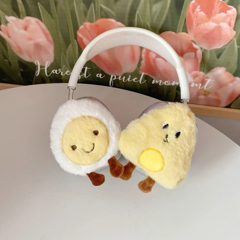 Plush Egg Cute Airpods Max Headphone Case Custom Cartoon Protective Earphone Case Cover  Decoration Headphone Accessories Gift