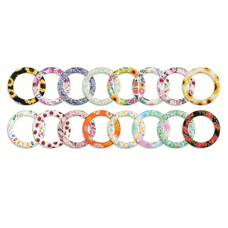 

16 шт. силиконовых колец с возможностью нанизывания бусин, цветочные кольца 65 мм для изготовления украшений, поделок своими руками, ожерелий, брелоков