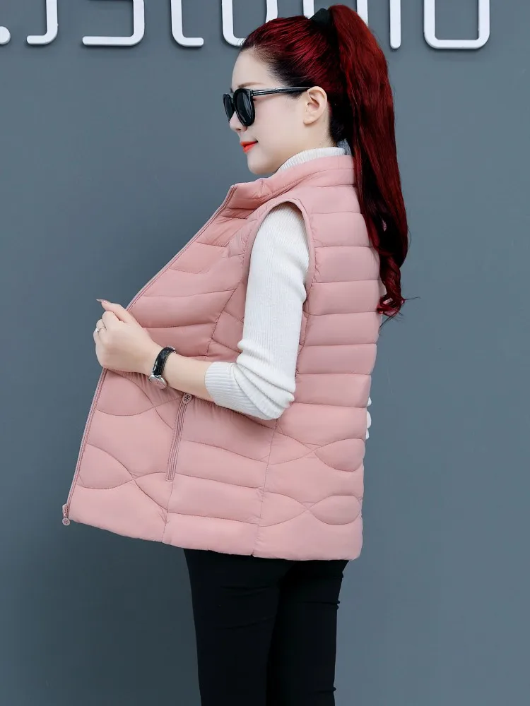 2025 New Women's down Cotton Vest ort Thiened Winter Outerwear Warmth-Friendly Slim Fit Coat Zipper ket Polyester Fiber