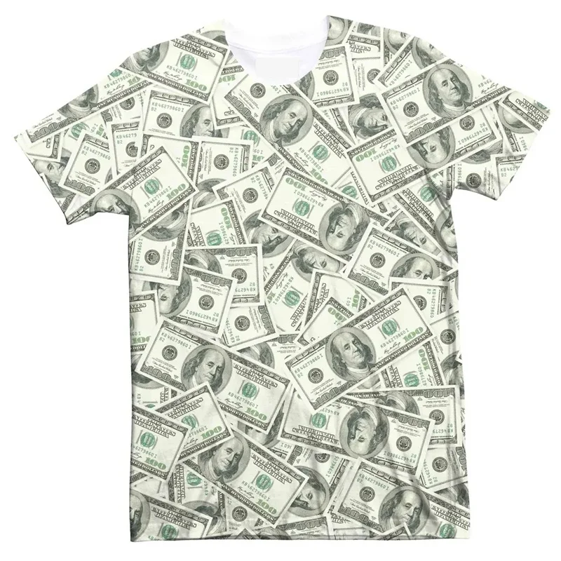 Personalized Dollar Pattern Short-sleeve T-shirt Fashion Creative Print Top Casual Round Neck Summer Comfortable Trendy Clothing