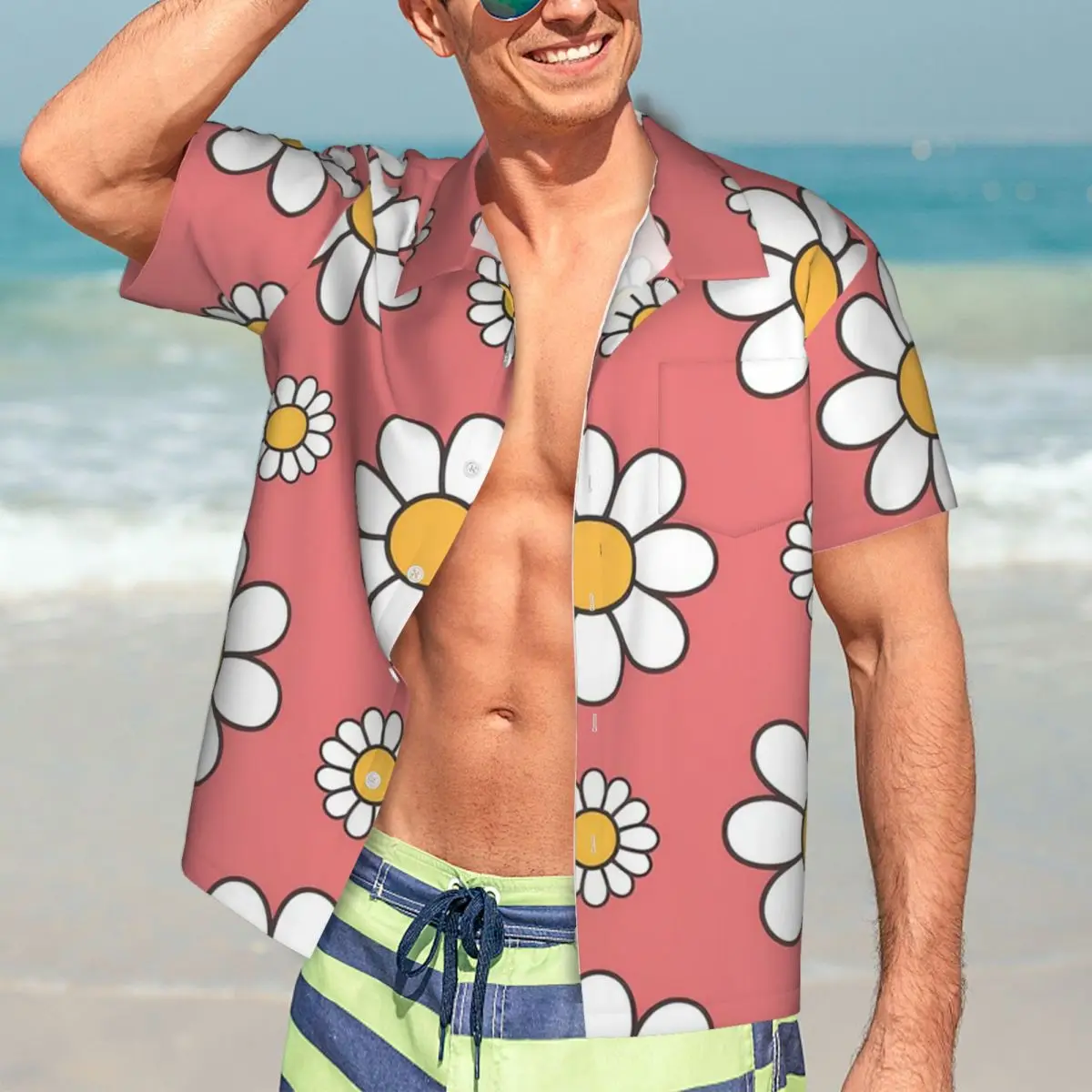 

Гавайские рубашки Daisy, Daisy, Daisy, забавная мужская рубашка с коротким рукавом для лета, пляжные мужские топы с лацканами