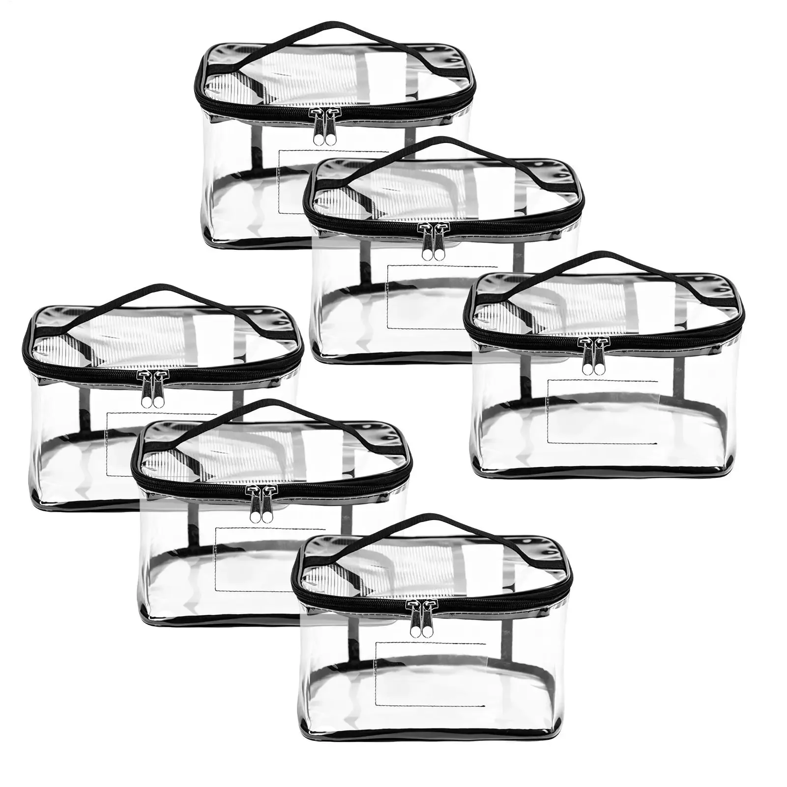 Transparent PVC Cosmetic Bag Waterproof Clear Toy storage bag with label pocket for Assemble building blocks puzzles dolls