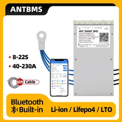 ant smart bms 8S 12S 13S 14S 15S 16S 17S 18S 19S 20S 21S 22S For Lithium Battery With Bluetooth Built-in 80A 170A 230A Balance