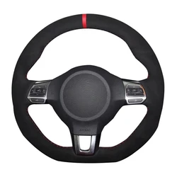 Black Suede Car Steering Wheel Cover for Volkswagen Golf 6 GTI MK6 VW Polo GTI Scirocco R Passat CC R-Line 2010 Golf 6