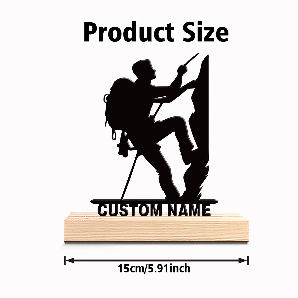 1pc Fashion Personalized Custom Rock climbing Iron figure/animal wooden base desktop decoration A wooden frame gift for loved o