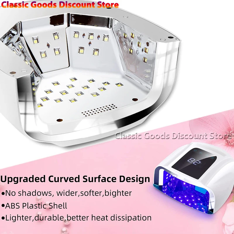96W Mirror Reflective Nail Lamp with Metal Pad Cordless Manicure Dryer Wireless UV Light for Nails Rechargeable Nail UV LED Lamp
