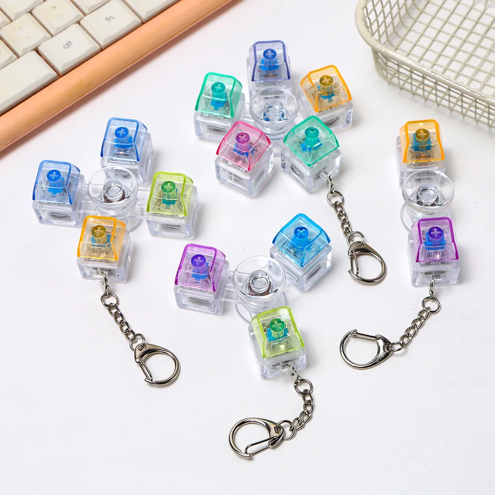 Rotatable Keyboard Fidget Fidget Spinner Keychain Mechanical Axis Crystal Clicker Stress Relief Sensory Therapy Finger Keyring