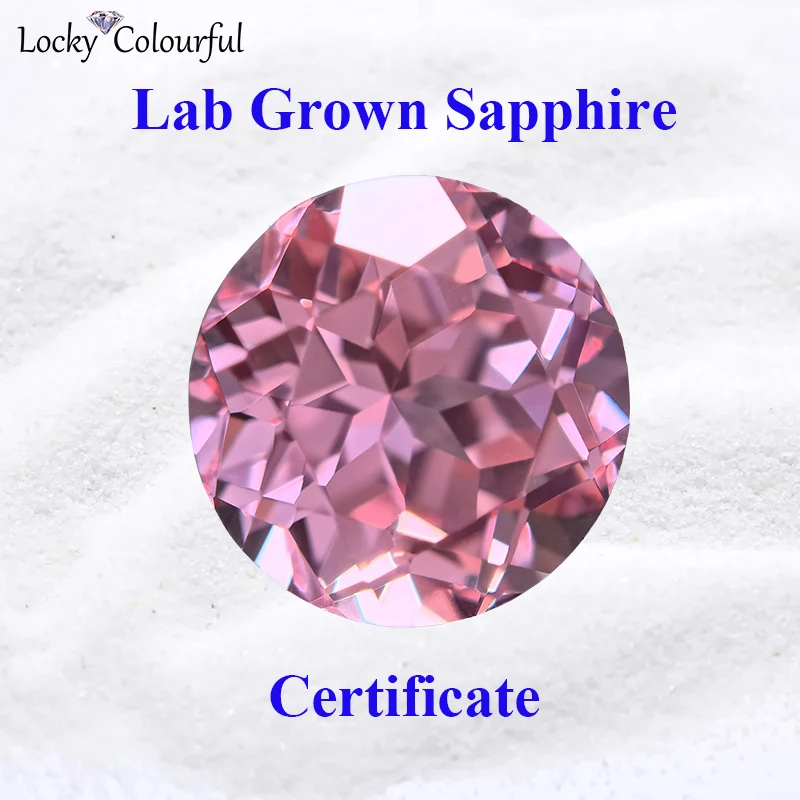 

Lab Grown Sapphire Round Shape Sunrise Pink Color Top Quality Charm Beads for Diy Jewelry Making Ring Selectable AGL Certificate