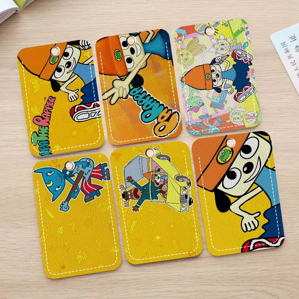 Klassisches Spiel P-Parappa T-The R-Rapper 1 Stück Zugangskartenetui Leder Kartenhalter Schlüsselanhänger Schlüsselanhänger Türzugangsanhänger Ausweis