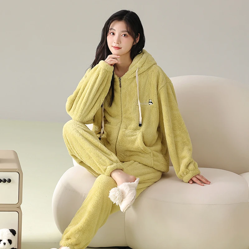 

Женский плюшевый комплект для дома больших размеров: пижама с вышивкой, круглым вырезом, длинными рукавами, полной длины, для офиса и дома