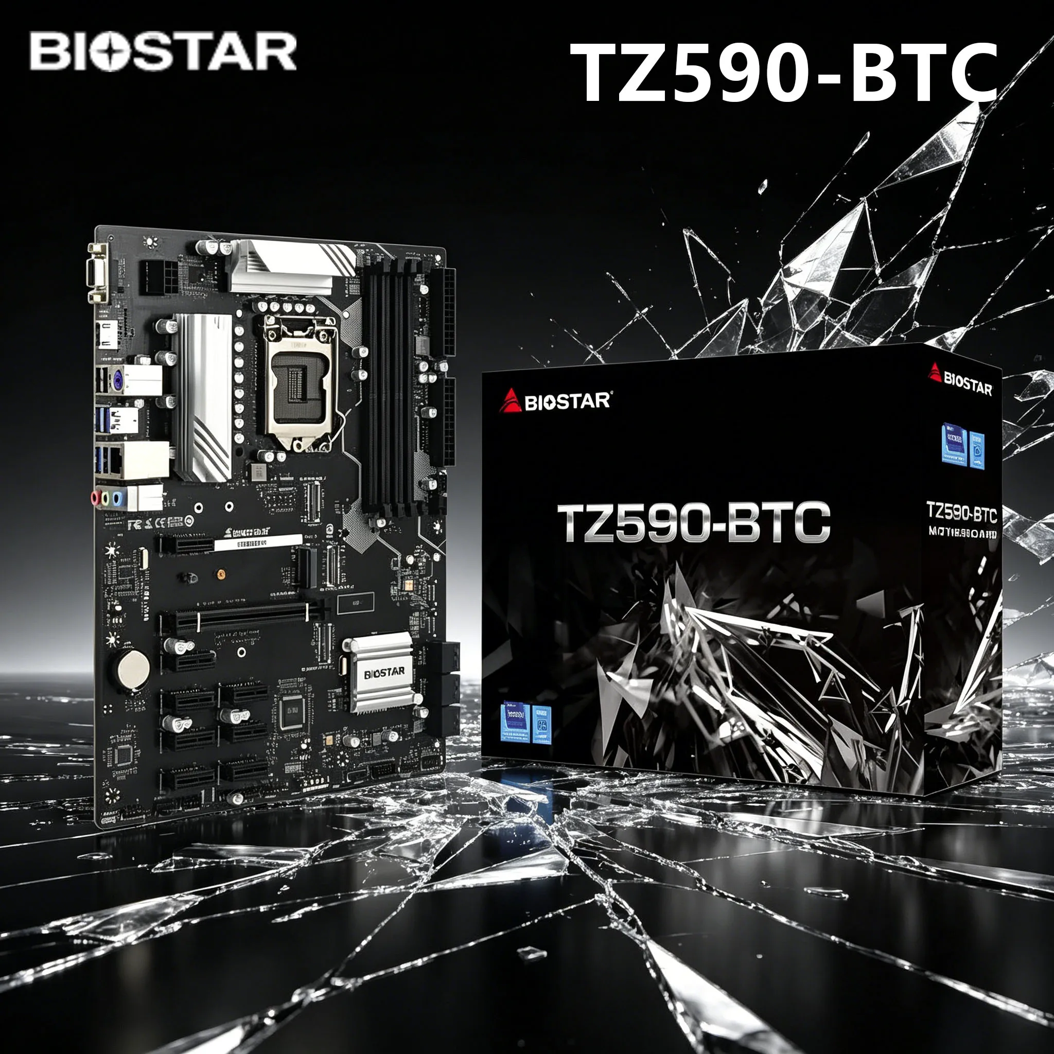 BIOSTAR TZ590-BTC Motherboard LGA 1200 DDR4 Z590 128G M.2 8xPCIe 3.0 slots ATX support 11900K 10900K 11700T 10700F 11600K cpu