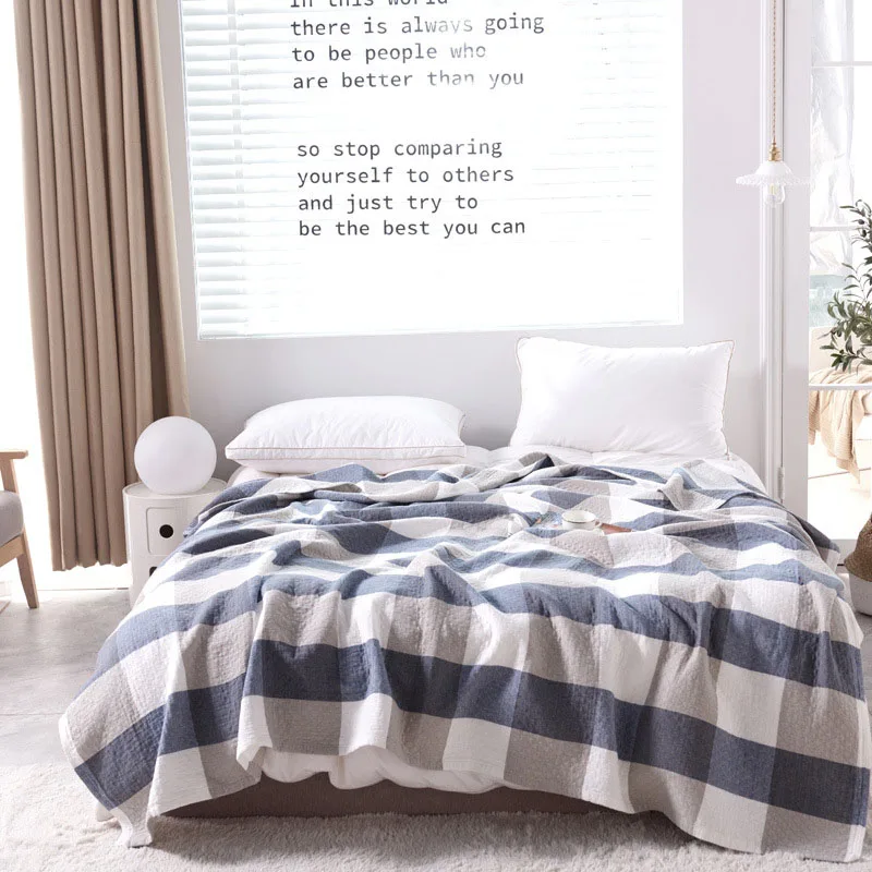 Cotton Blanket for Bed Gauze Towel Quilt Plaid Bedspread for Queen King Bed Sofa Bed Cover Bedding Sofa Throw Blankets Sheet