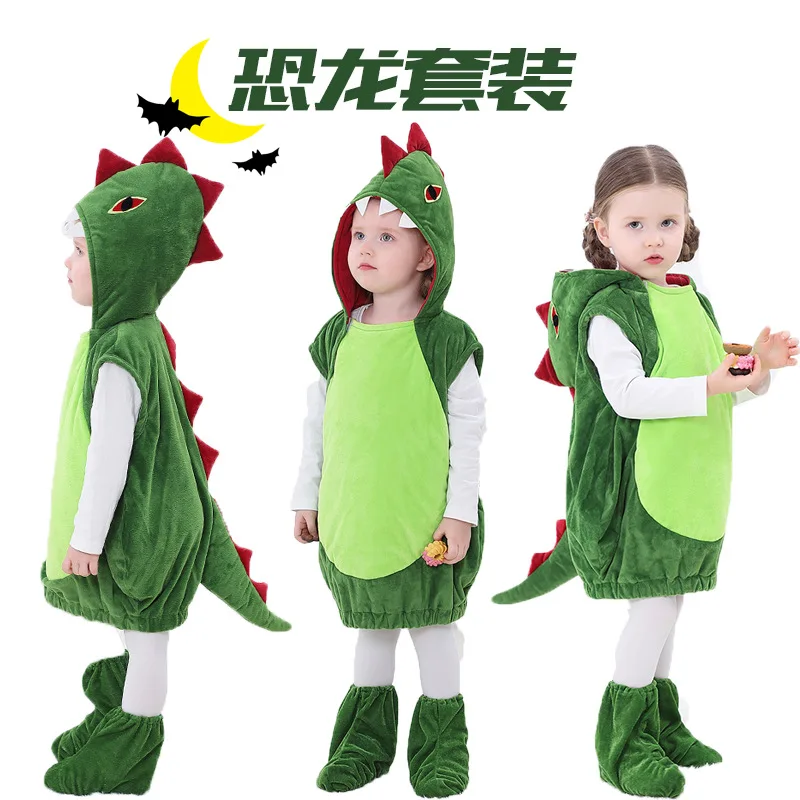 Hot Sale Halloween Cute Dinosaur Cosplay Funny Green Triceratops Jumpsuit Cosplay Costume Kid