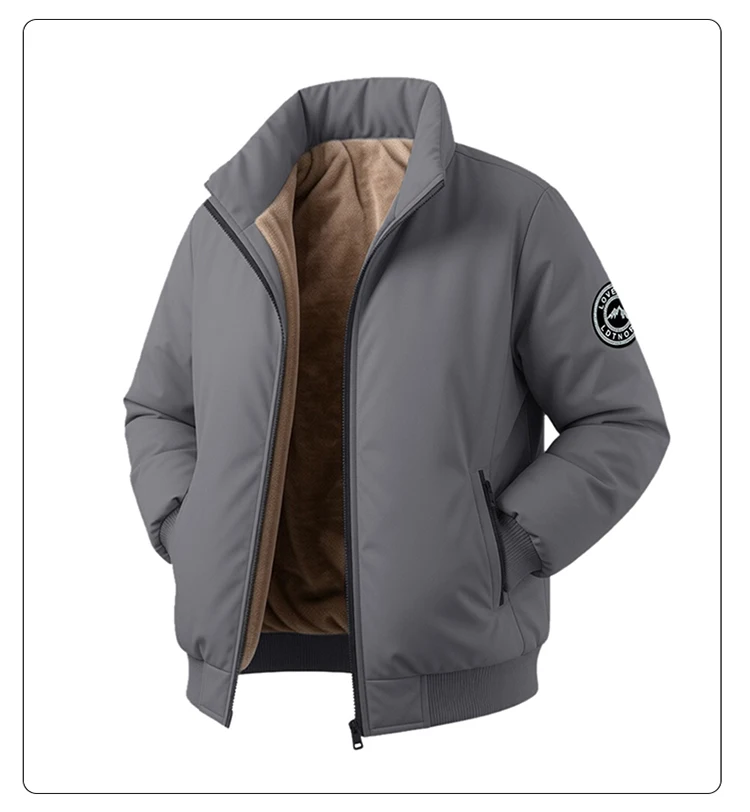 Men's Jacket Stand Collar Stamp Mens Parka Winter New Down Jacket Fleece Warm Jackets Men Business Leisure Coat Baseball Coats