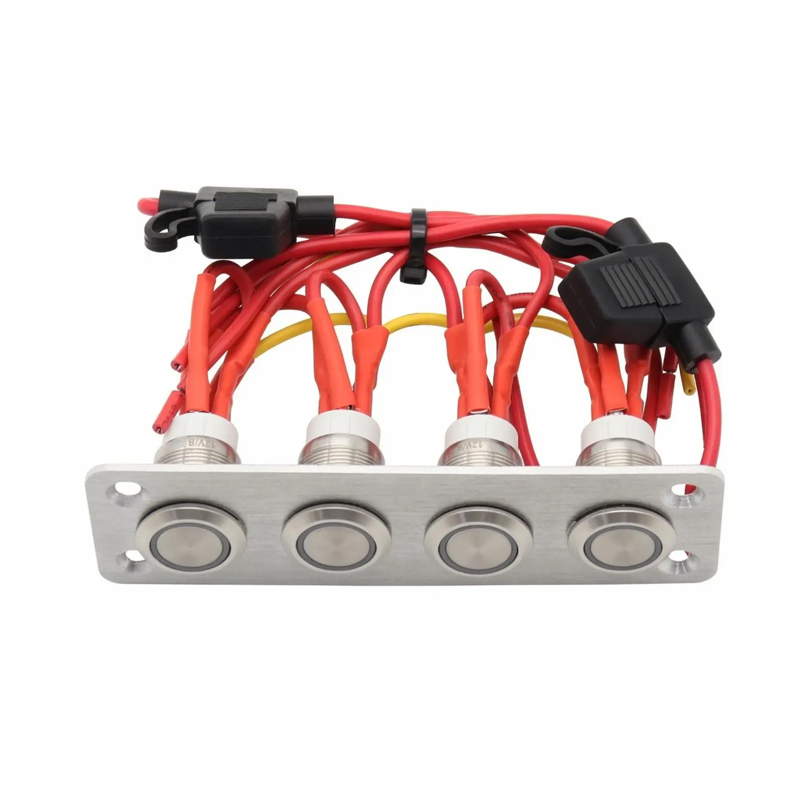 Pre-Wired Push Button Switch Panel Slim-Profile Self-Locking Round Button Switch Panel Compact for RV, Recreational Vehicle
