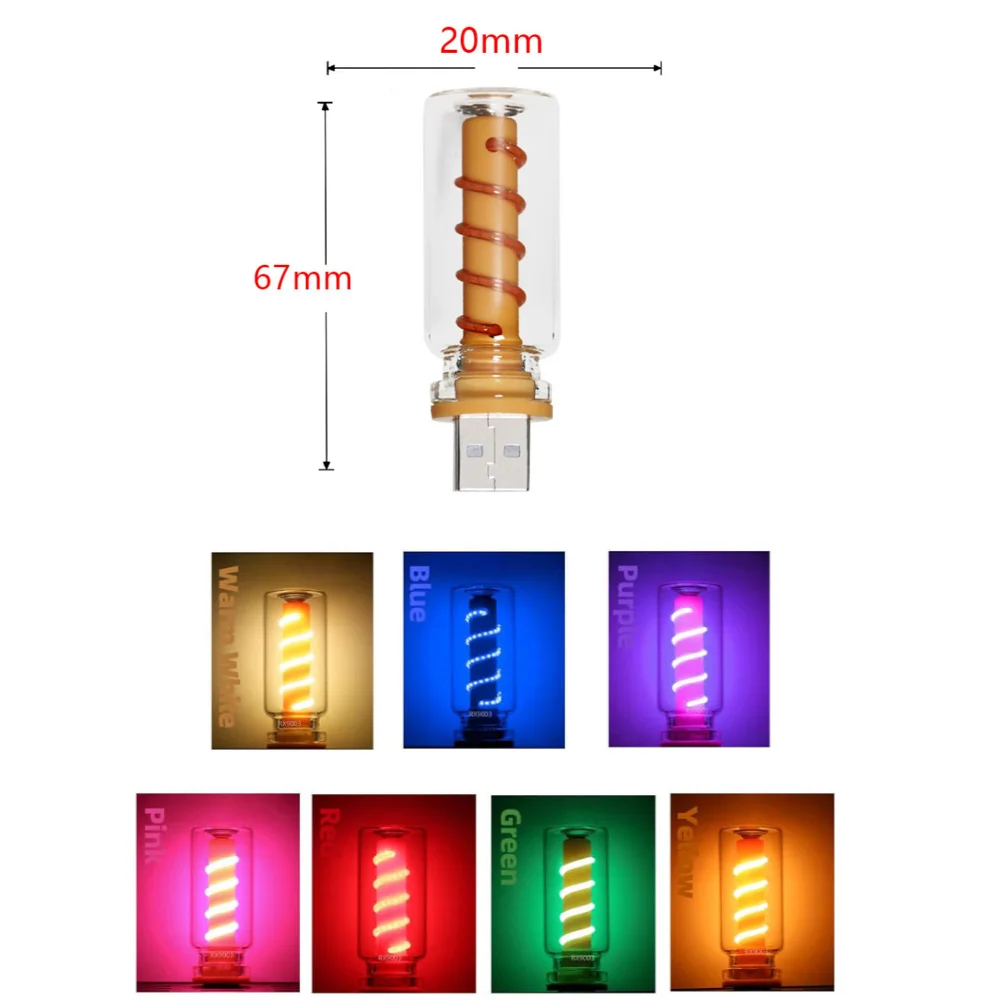 سيارة الداخلية مصباح لتهيئة الجو 5 فولت USB LED دوامة خيوط اللمس يعتم لمبة 1 واط ليلة ضوء التخييم المتوهجة إضاءة ديكوريّة