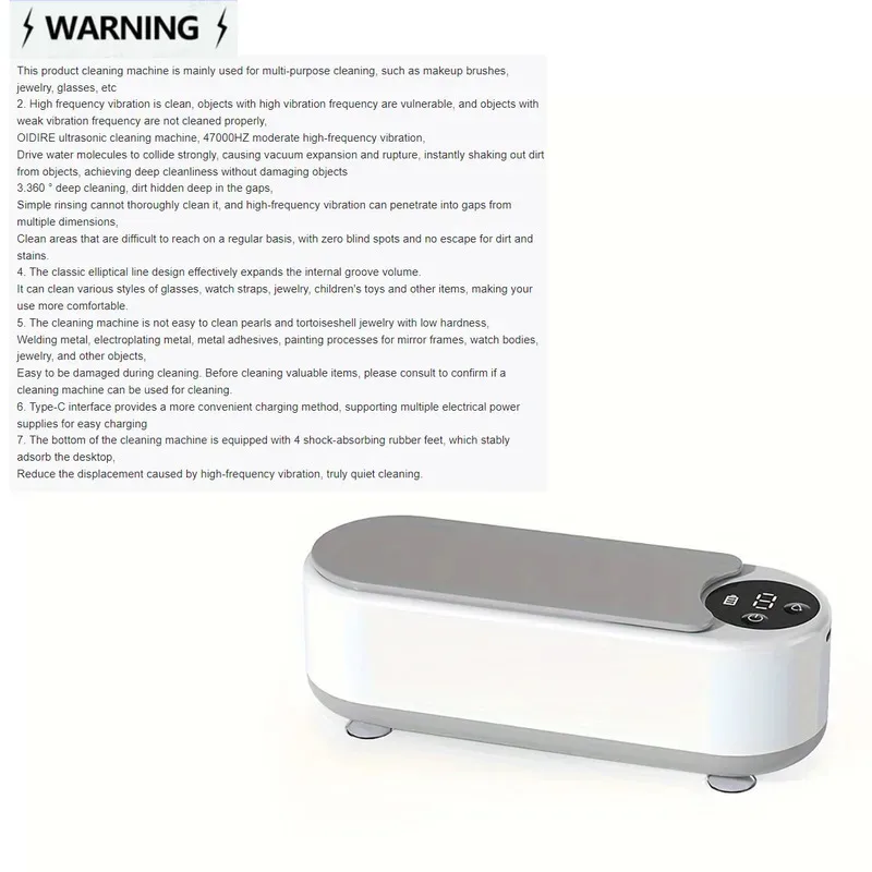 macchina per la pulizia dei gioielli, gioielli automatici 360 °   strumento per la pulizia profonda, ultra portatile, ricarica USB, vibrazione ad alta frequenza