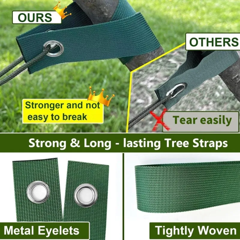 DTEN-Ideal Spiral Tree Stake Kit Heavy-Duty Wooden Tree Support Stakes Set With Tree Straps For Gardening And Planting