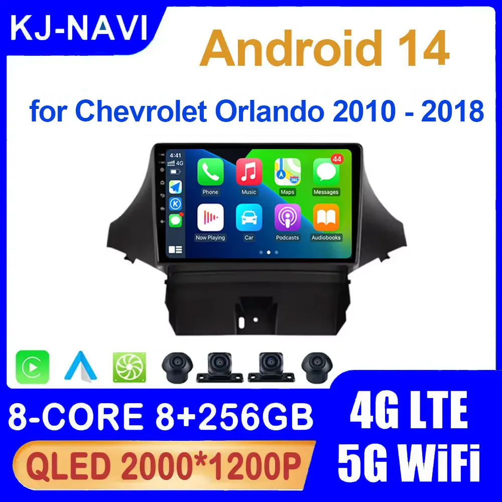 Carpaly Android 14 for Chevrolet Orlando 2010 - 2018 4G LTE 5G WiFi GPS Navigation Head Unit Car Radio Multimedia Video Player