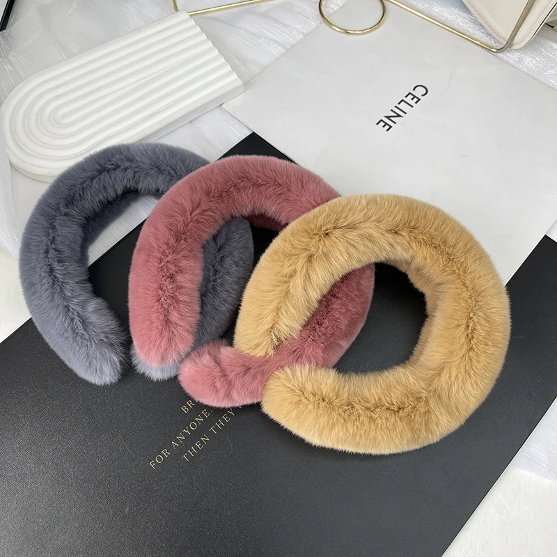 Headband Female Real Otter Rabbit Fur Hair Internet Celebrity Fashionable and Cute Plush Headband Girl Hair Clip Headband