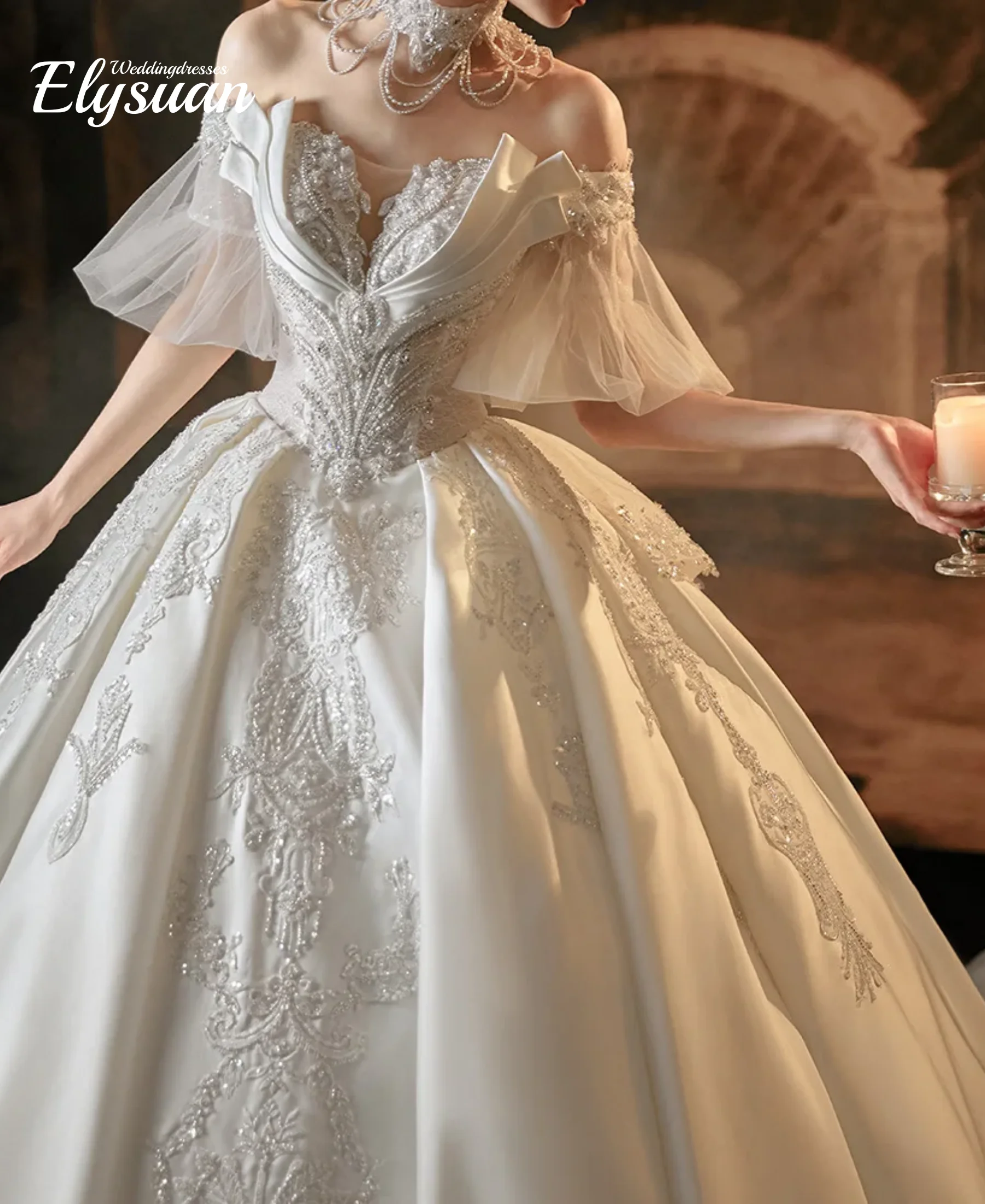 Customized Exquisite Lace Ball Gown Wedding Dresses Big Train Plus Size Wedding Bride Dress Vestidos de Novia
